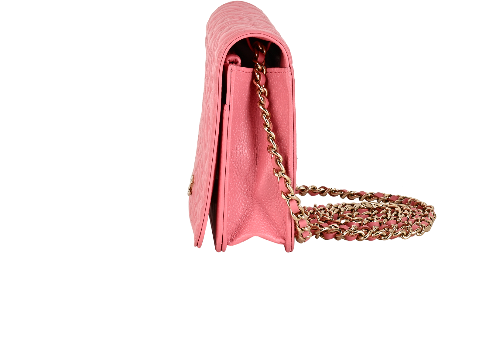 Camellia Wallet On Chain, &pound;2,100, Handbags, Pink, Caviar Leather, Bottom view